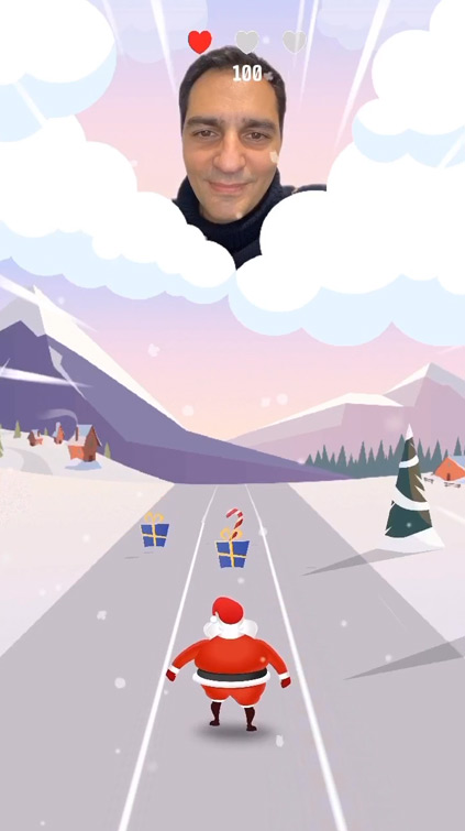 Jeu Filtre Instragram Santa Run en AR