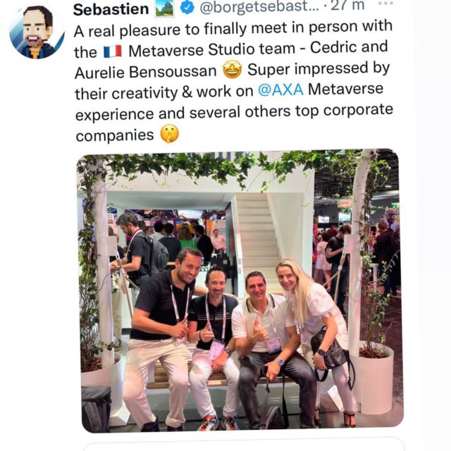 Good memories in this Vivatech 2022 - One of my best moment is this shot with my team and a great entrepreneur in the Metaverse Sébastien Borget @thesandboxgame that we appreciate a lot :) Let’s see what the Future will bring us but i already like the present !
Enjoy the ride !!! @stephaneboukris @supermamanfitness @papafitgym @xsioroff @interactivestudio @vivatech