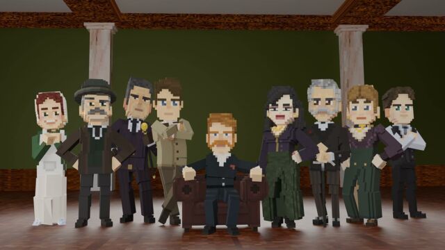 Firsts rendering of the characters of our new game in production : Sherlock Holmes in Who murdered Edward Murray ? A metaverse adventure in @thesandboxgame #voxels #sherlockholmes #metaverse #cluedo